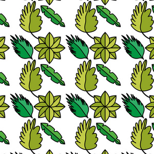 彩色天然植物热带树叶背景插图