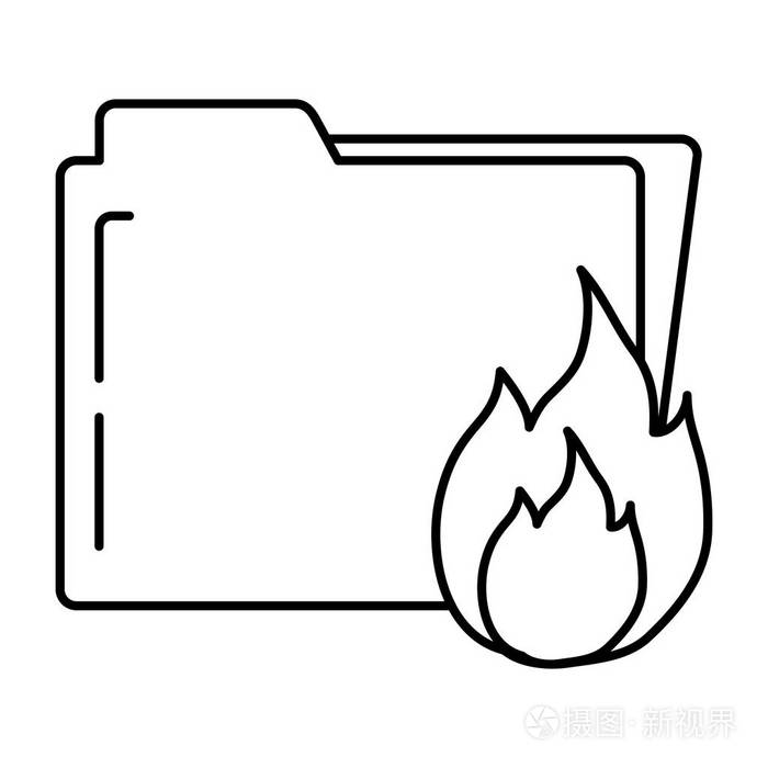线文件夹文件，小心热火矢量插图