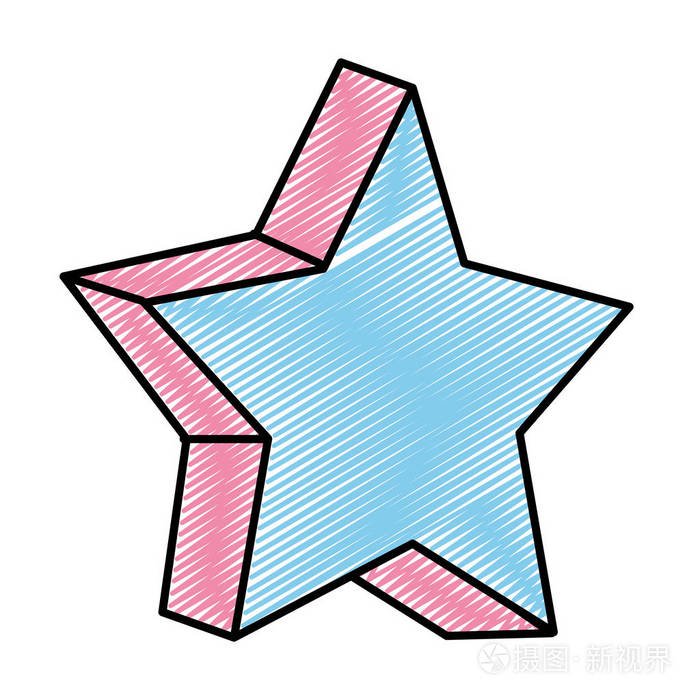 涂鸦星型三维造型矢量插图