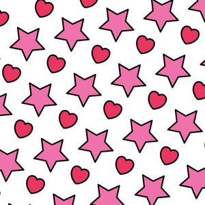 彩色艺术明星和爱情符号背景Vector插图