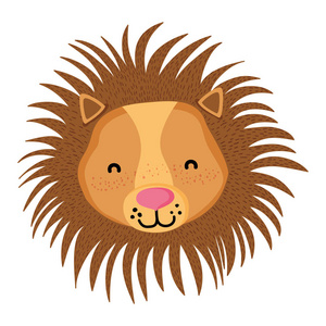 可爱的狮子头野生动物插图