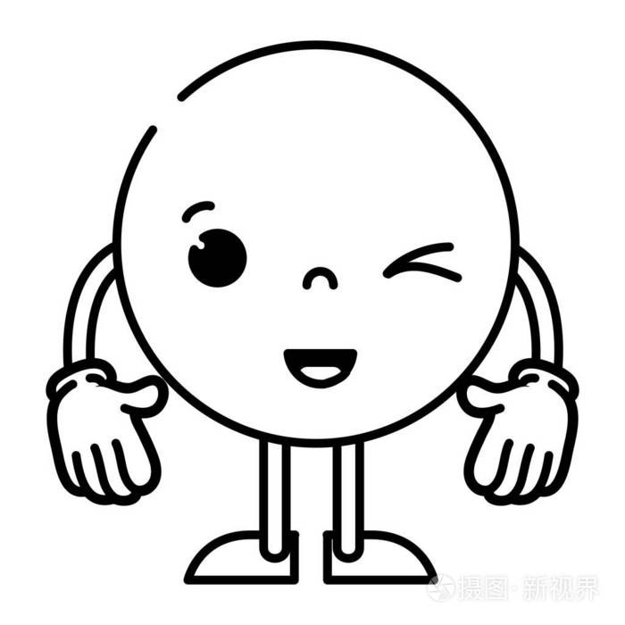 线条滑稽表情符号与手臂和腿矢量插图插画-正版商用图片18a90o-摄图新