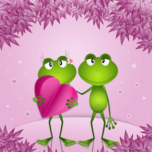 情人节那天，一对青蛙的心脏