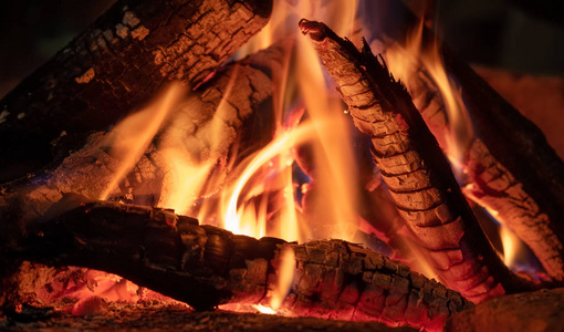 火和木柴作为背景。 在炉子里烧木头。 火灾图像