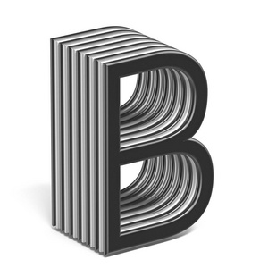 黑白分层字体字母b3d渲染插图隔离白色背景