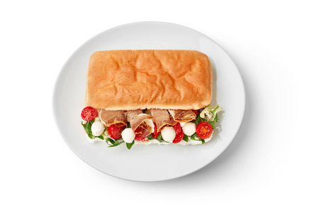 三明治在被隔绝的白色板材