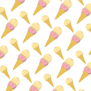 彩色冰淇淋，一个和两个球背景矢量插图