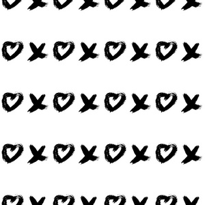 无缝图案Xoxo与心在白色背景。 拥抱和亲吻缩写符号。 用手写毛笔字母xo。 易于编辑模板的情人节。 矢量插图