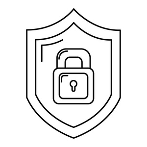 线路安全屏蔽和挂锁保护符号矢量插图