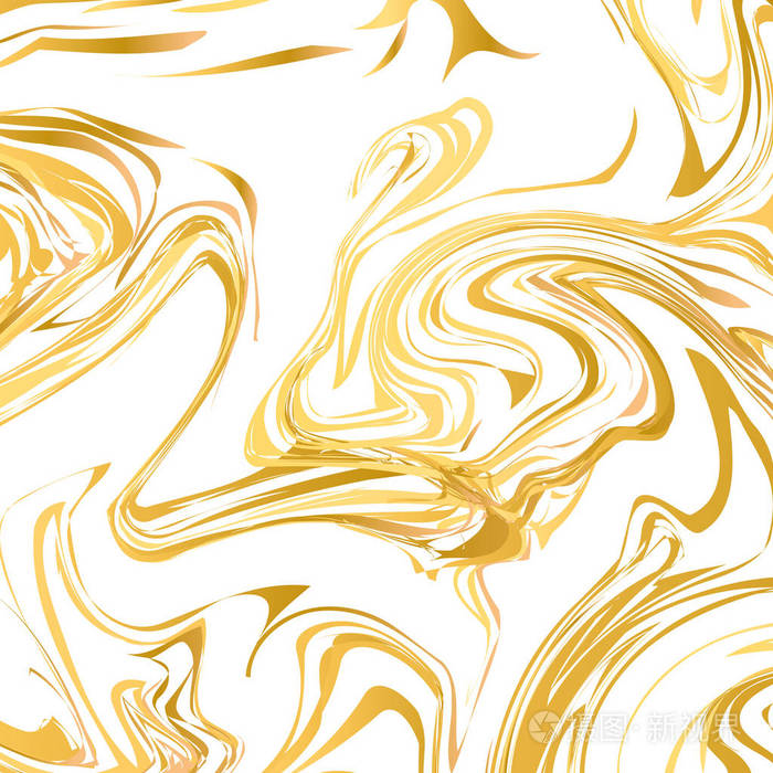 白色和金色大理石纹理背景液体效应背景手绘丙烯酸绘画的模仿大理石纹