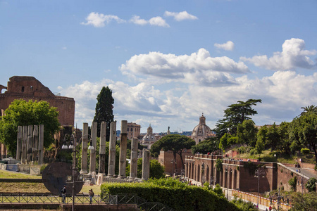 福里帝国遗址的照片。 罗马古城的历史遗址。 夏日时光之旅。