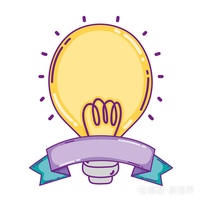 彩带矢量图中的电灯泡电能