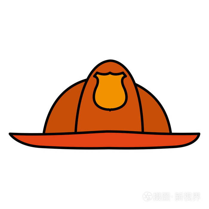 彩色应急消防头盔装备保护矢量插图