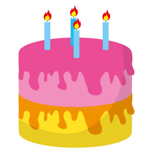 甜蛋糕沙漠食品蜡烛矢量插图