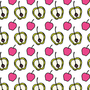 彩色美味苹果水果营养背景插图
