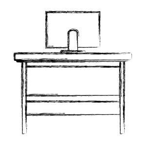 木桌矢量插图中的电子计算机技术
