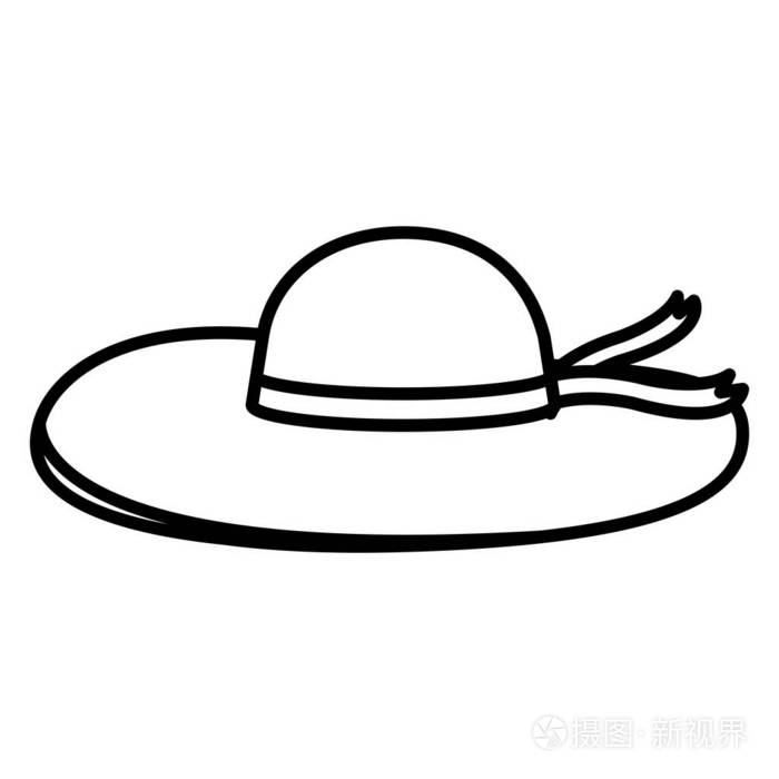 线条时尚帽子女性风格丝带矢量插图插画-正版商用图片18auon-摄图新