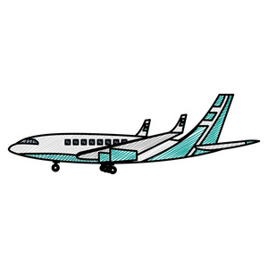 涂鸦侧飞机旅行运输与窗户矢量插图