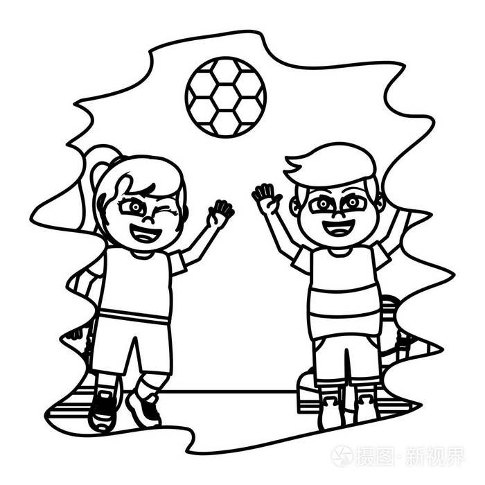 排队儿童在教室里玩足球矢量插图插画-正版商用图片18ay6d-摄图新视界