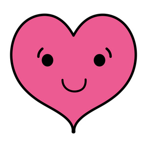 彩色卡瓦伊，温柔的心，可爱的爱情矢量插图