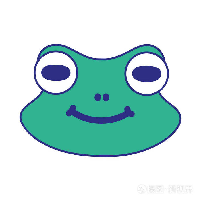 可爱的青蛙头野生动物插图