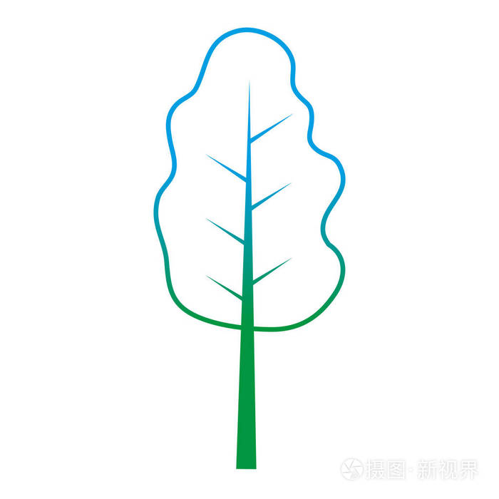 退化线自然树茎叶枝矢量插图