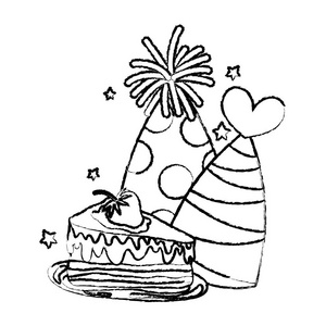 带甜蛋糕生日矢量插图的派对帽照片