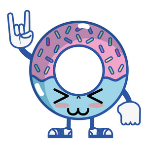 卡瓦伊疯狂甜甜圈与手臂和腿矢量插图