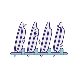 瓷碟用具清洁设计矢量图