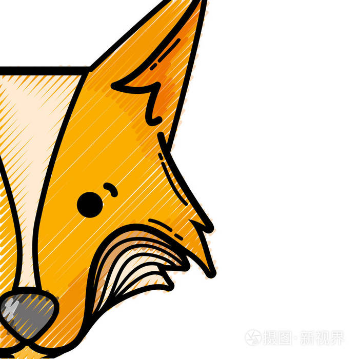 可爱的狐狸头野生动物矢量插图