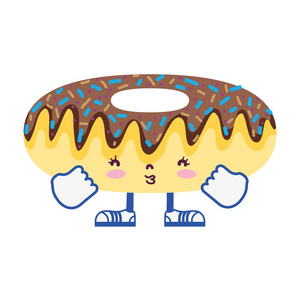 卡瓦伊可爱的甜甜圈与手臂与腿矢量插图