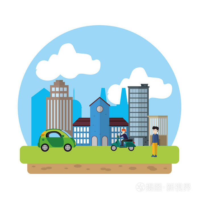 生态城市建设爱护环境矢量图