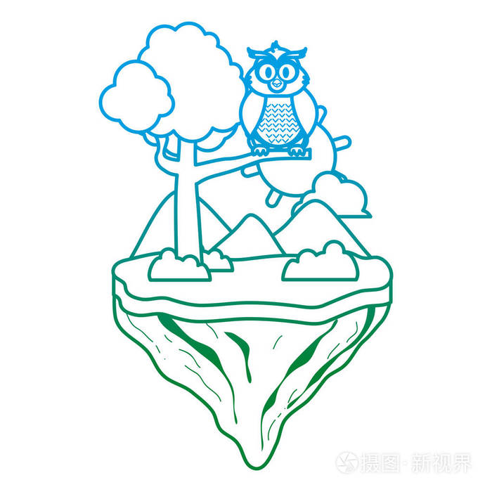 浮空岛屿简笔画图片