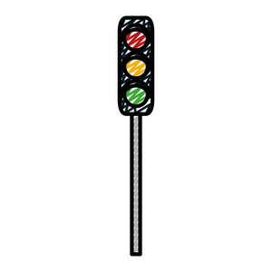 涂鸦红绿灯路标物体矢量图