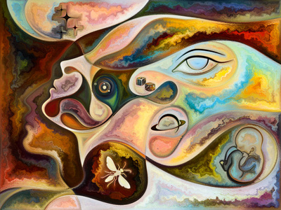 用分形绘画描绘人脸的渲染, 作为对内心世界,梦想,情感,创造力,想象