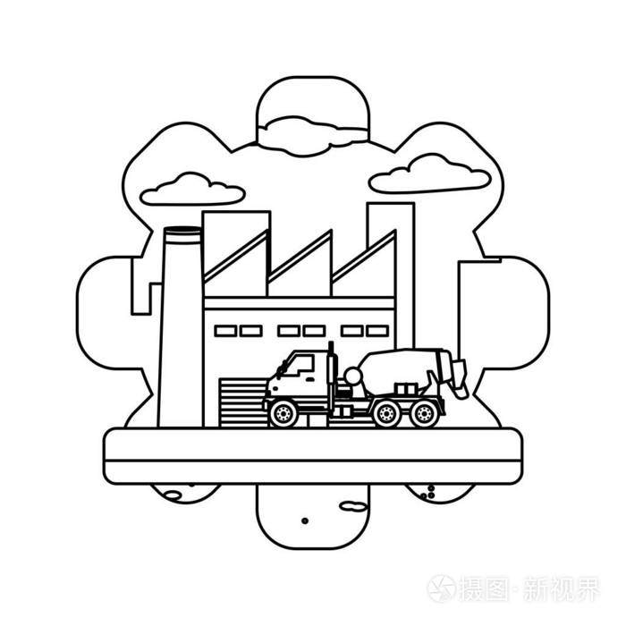 生产线搅拌机,卡车,建筑行业矢量图插画-正版商用图片18b7jl-摄图新