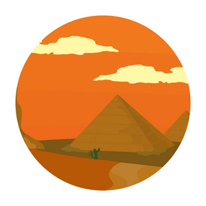 沙漠埃及金字塔，仙人掌景观矢量插图