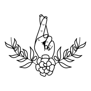 祝你好运,用花叶矢量图做手势照片