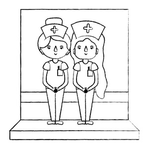 带帽子和均匀矢量插图的职业女护士