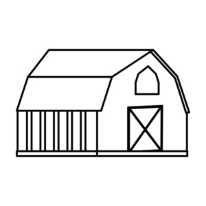 线边木房子农场风格插图