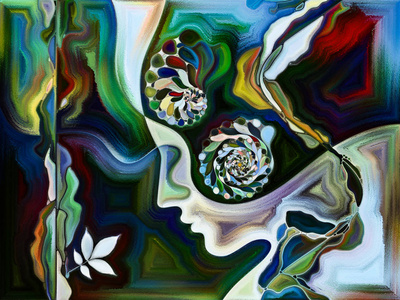 人的脸部构成,色彩,有机纹理,流动曲线,内心世界,心灵,自然和创造力