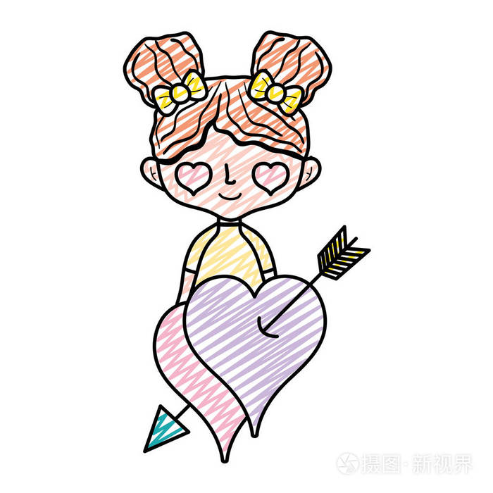 dodlovestruck女人心内箭头形状矢量插图