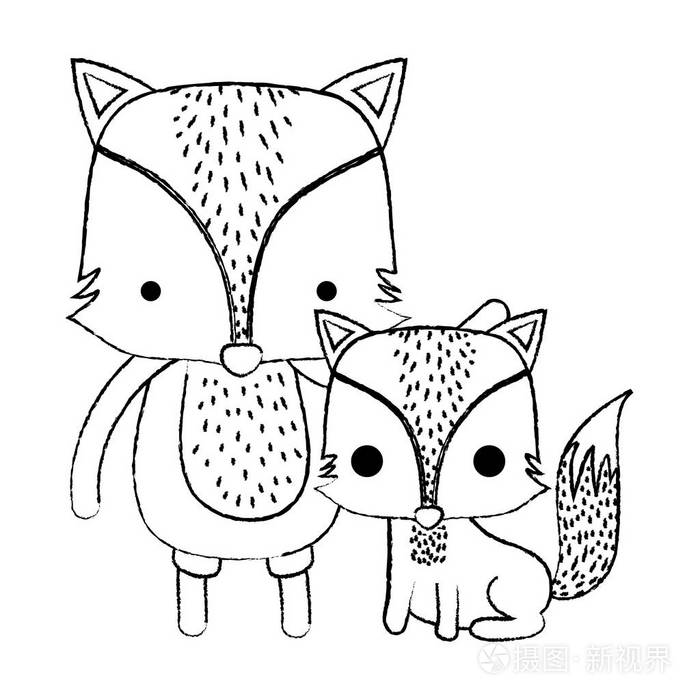 狐狸爸爸和他的孩子可爱的动物矢量插图插画-正版商用图片18beo6-摄图