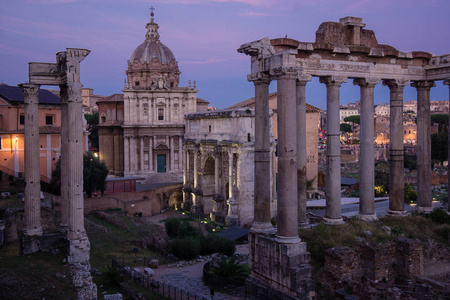 古城意大利日落论坛罗马旧柱子