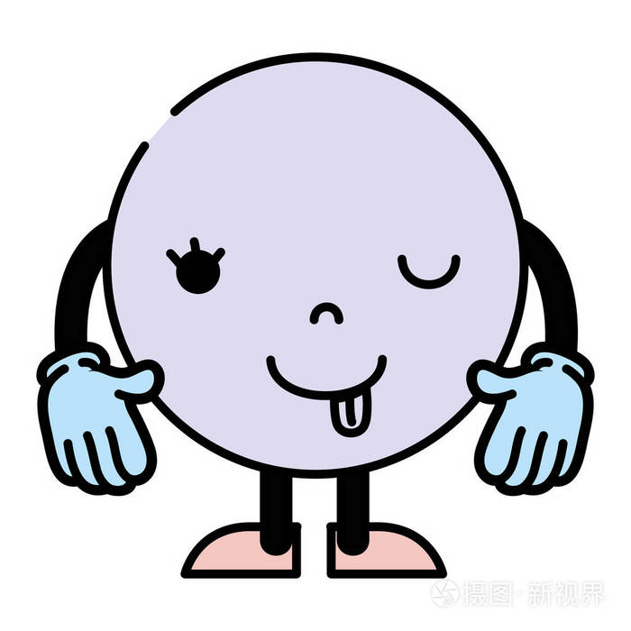 颜色愚蠢的表情符号与手臂和腿矢量插图
