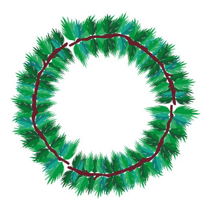 圆圈自然热带树叶样式矢量插图