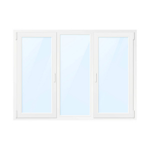 白色塑料窗户。 窗口前视图。 白色背景下分离的矢量插图