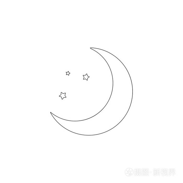月亮简单的平面矢量图标插图轮廓线符号可编辑笔画