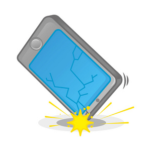 破碎的智能手机卡通照片