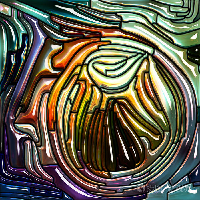 彩色玻璃图案的构成让人联想到新艺术关于自然,美和灵性的主题